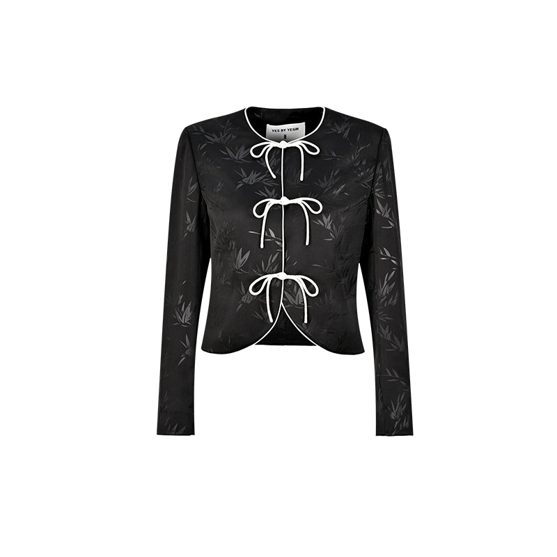 YES BY YESIR | Bamboo Shaved Shoulder Top Jacket and Pant Set -JIAYING.