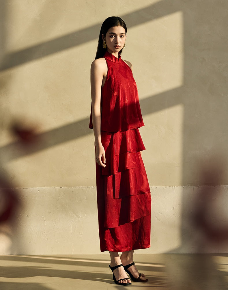 HECO acetate layers sleeveless halterneck dress Women - PRAISES.