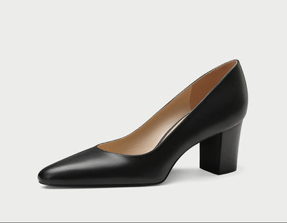 Pjjuu New Professional Civil Servant Interview Leather Medium Heel - WORKING