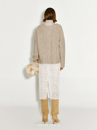 ATELIER MISS LU Love Geometric Fun Contrasting Sheep Wool Sweater - NESS.