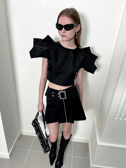 ANNAKIKI 3D Sonic Silhouette Cropped Top - JOSE.