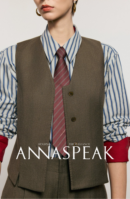ANNASPEAK Worsted Wool Flannel Suit Vest Pants Set-OSAR.