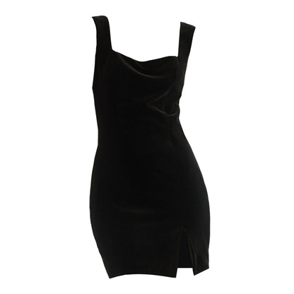 GOUDIN women's short velvet black banquet light luxury dress-KIMO.