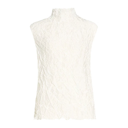 ZHUCHONGYUN white sleeveless turtleneck light and wrinkled top--MEIKO.