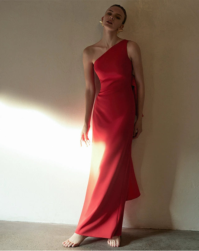 GOUDIN women's red engagement light luxury dress-EVE.