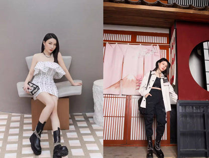 B-FEI Short Black Platform Boots-NYM.