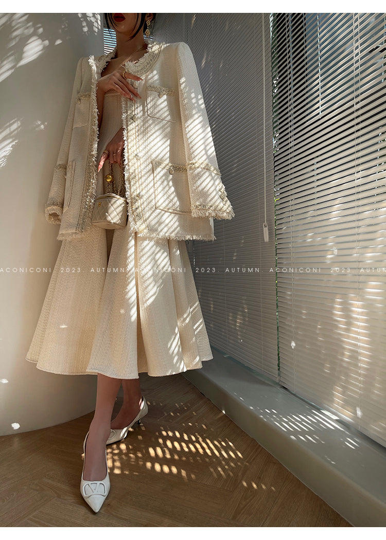 Aconiconi Elegant Off White Sleeveless Wedding Guest Bridal Dress