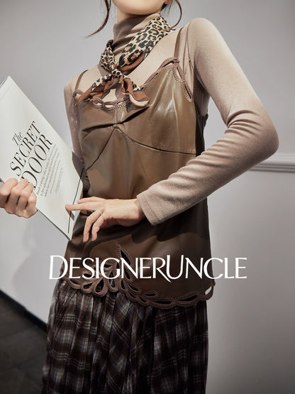 DGU "Wind Hidden Woman" maroon suspender layered slimming layered top - LAYE.