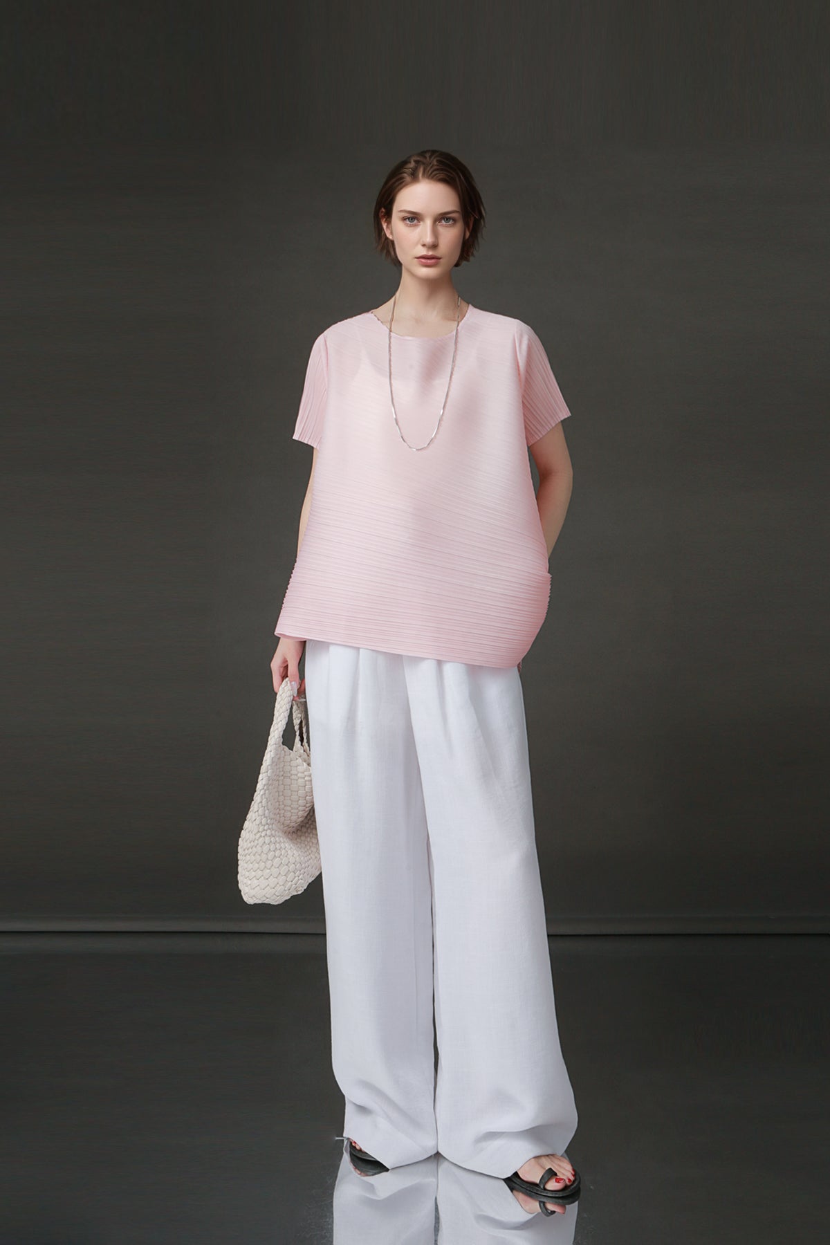 PIAOIN Miyake style simple premium pleated design T-shirt  -CECILLIA