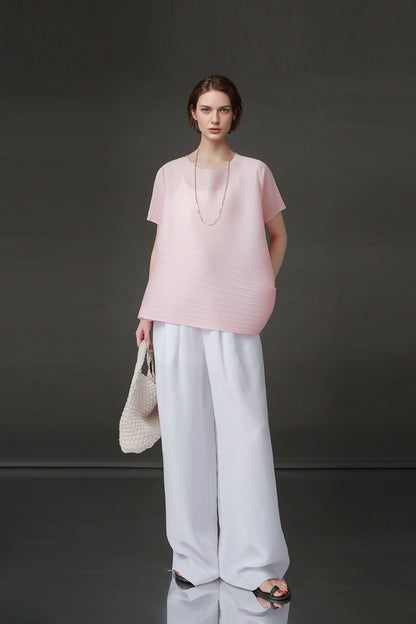 PIAOIN Miyake style simple premium pleated design T-shirt  -CECILLIA