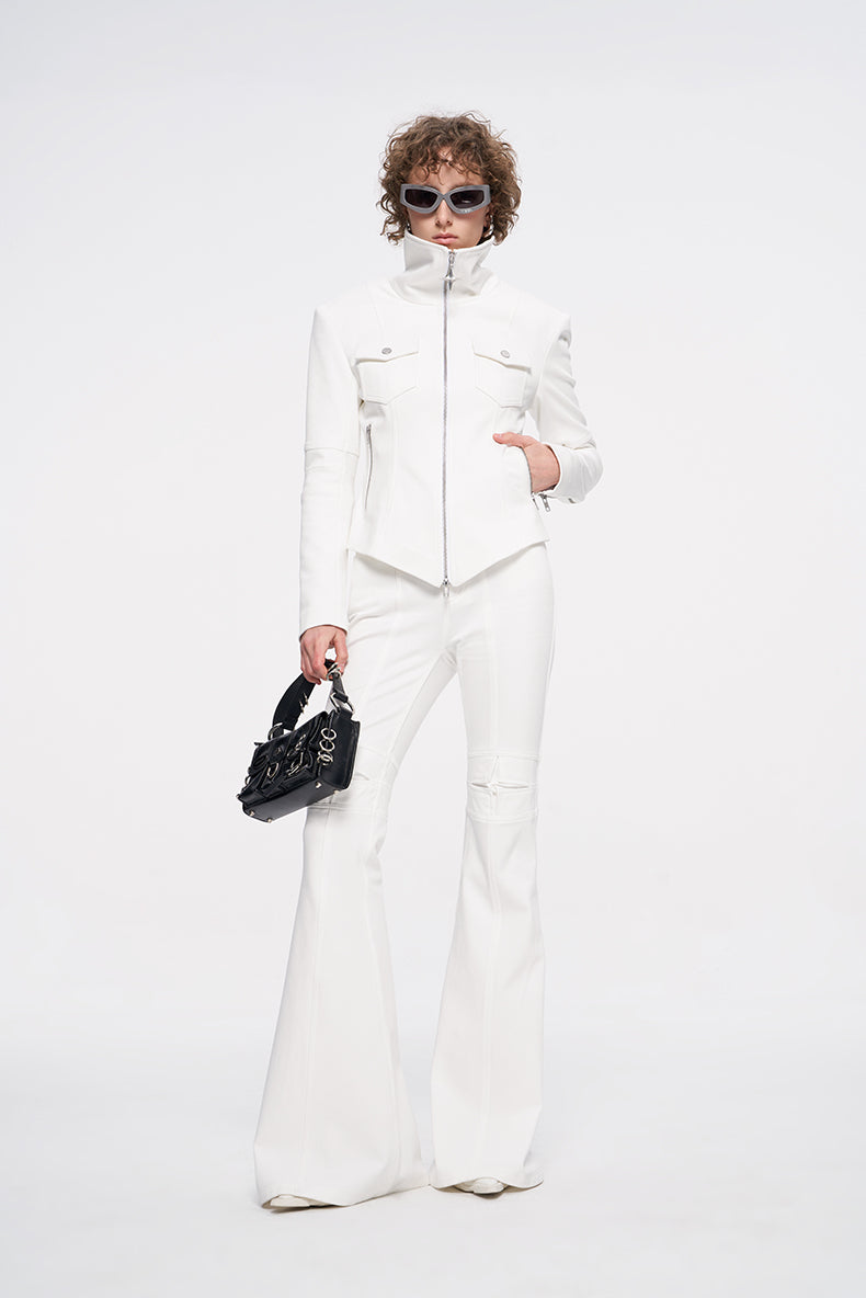 ANNAKIKI niche designer four-pointed star functional mid-rise flared pants-XIAOBEI
