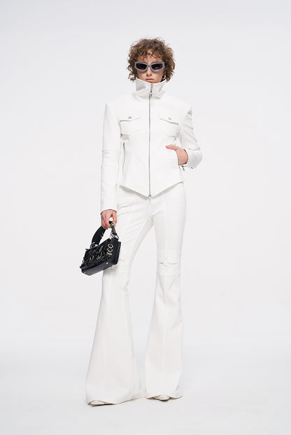 ANNAKIKI niche designer four-pointed star functional mid-rise flared pants-XIAOBEI