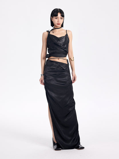 TINY IN two-tone pinch sexy long skirt -SAKUNA