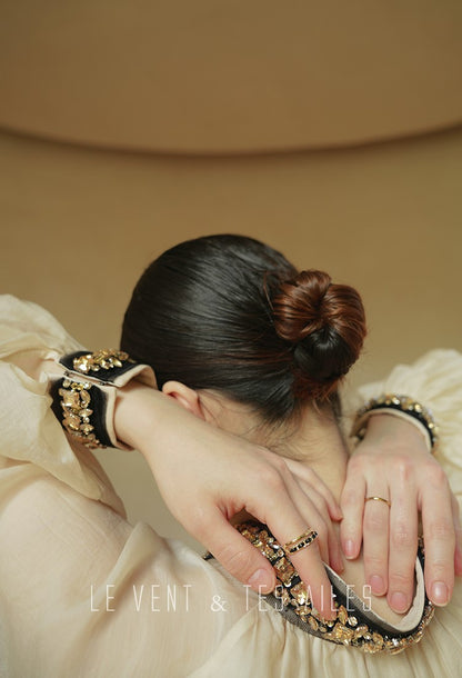 LE VENT&TES AILES retro Crystal embellished Premium Silhouette Tencel Beaded vacation Dress-YUTA