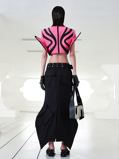 ANNAKIKI  geometric split workwear style skirt - JIHYO.