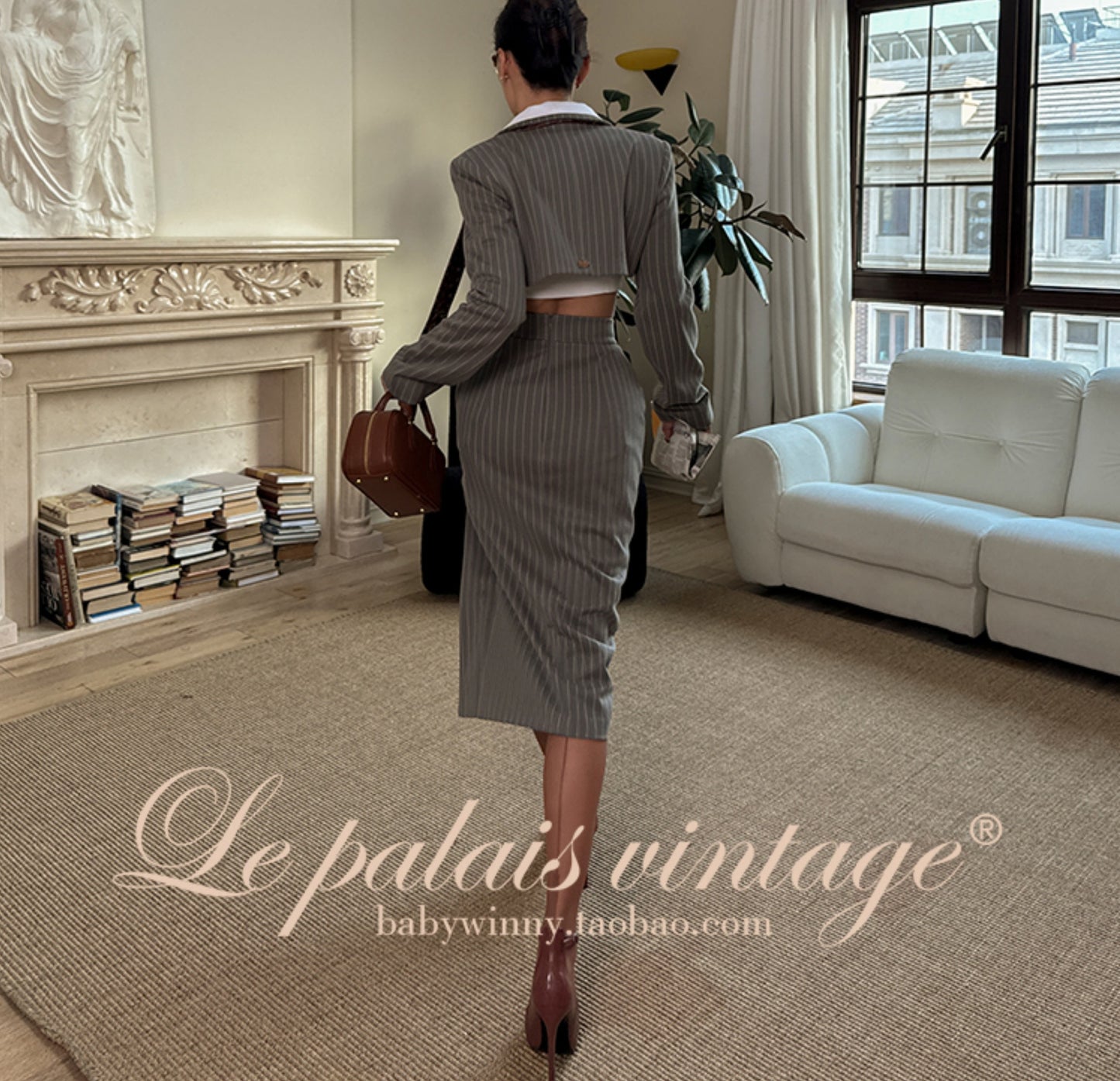 Le palais vintage style slim short jacket and hip skirt- MAY