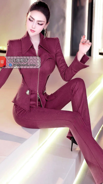 VJE  top bell-bottoms two-piece set OL suit for women-ARA.