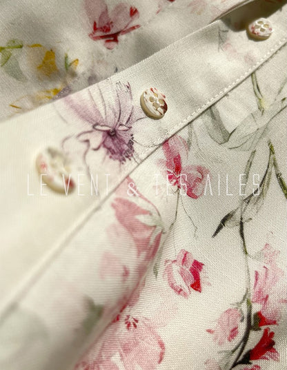 LE VENT&TES AILES Luxury summer vacation floral print Fancy Midi Dress-ZOE