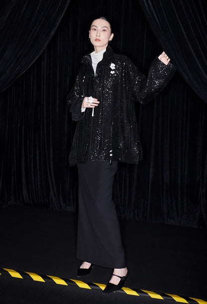 M essential Ma Kai designer Jingye embroidered fabric multi-collar structure jacket - DIVINE.