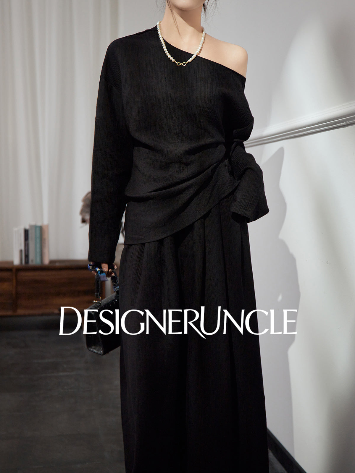 DGU "Night Chanting" black knitted suit women's loose slimming high-end foreign style - COMU.
