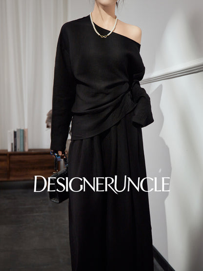 DGU "Night Chanting" black knitted suit women's loose slimming high-end foreign style - COMU.