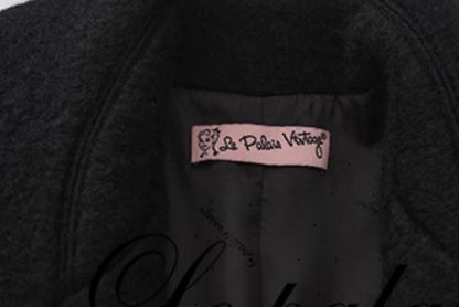 Le Palais Vintage  large skirt black woolen coat-KIA