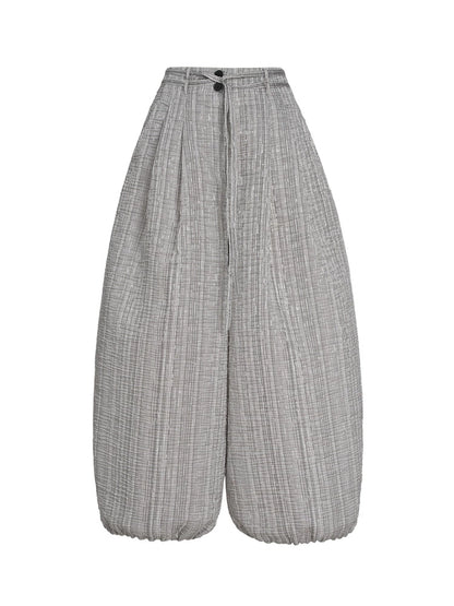 ZHUCHONGYUN Summer Silver Striped Pleated Airy Bloomer Pants--CELTY