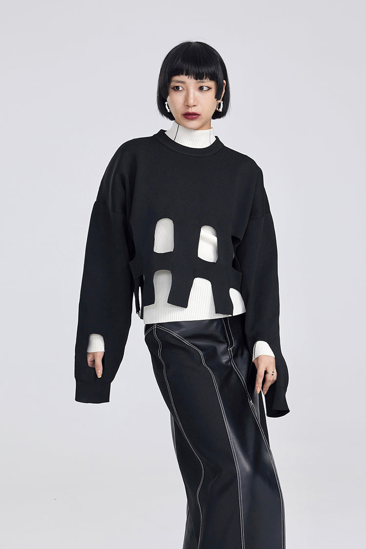 TINY IN oversize slouchy short cut-out women's sweater -BOKO