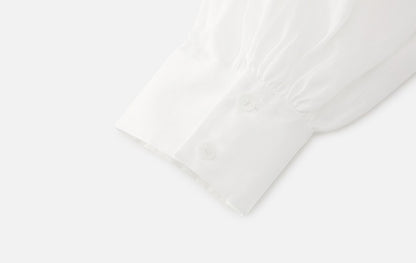ZHUCHONGYUN  placket drawstring loose light balloon sleeve top-RAMIE.