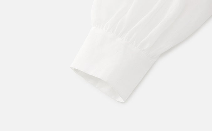 ZHUCHONGYUN  placket drawstring loose light balloon sleeve top-RAMIE.