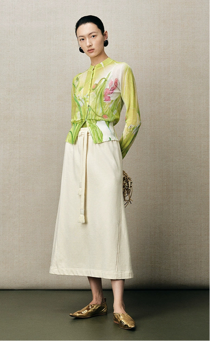 ZHUCHONGYUN flower crew neck print knitted cardigan--ARCHER.