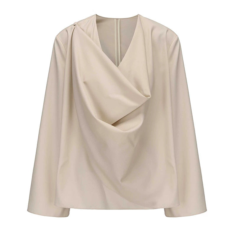 ATELIER MISS LU New Swing-neck Design Worsted Sheep Wool Top - NATE