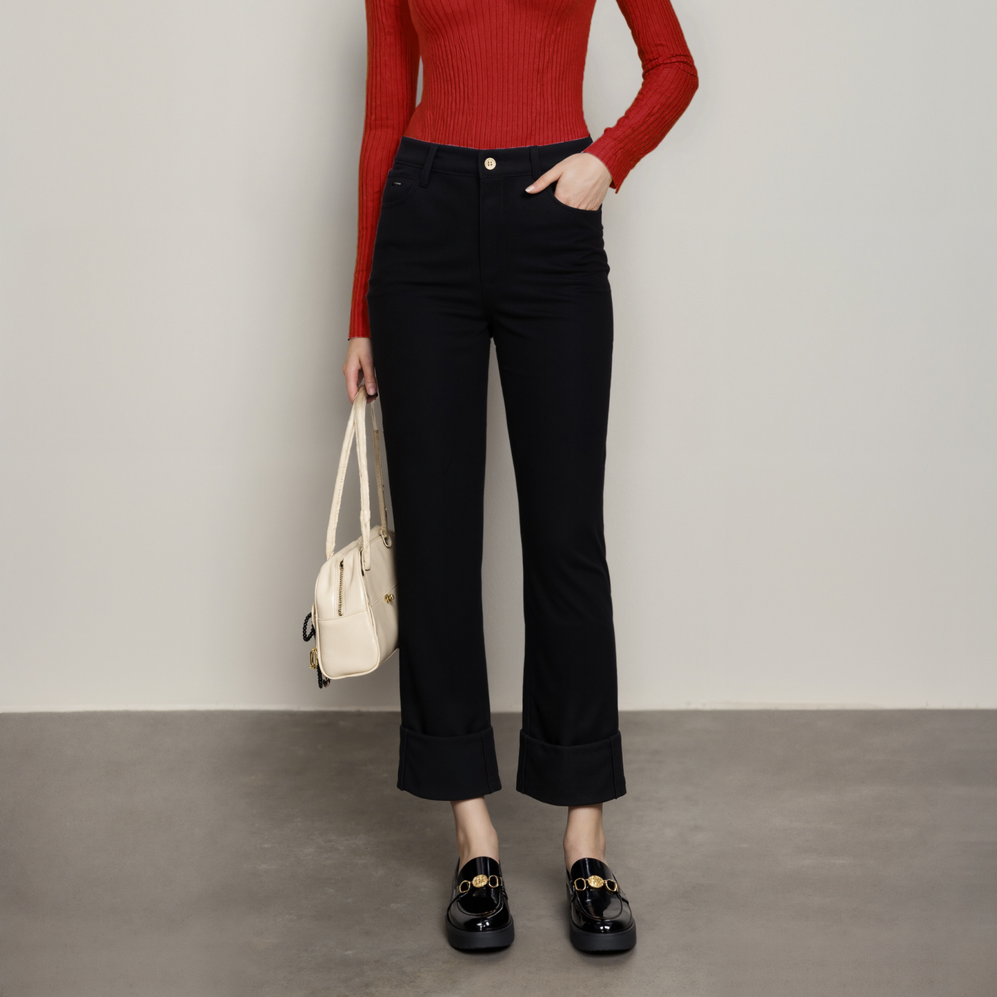 ANNASPEAK leg-shaped slightly elastic cropped straight micro-tapered pants jeans-JAG.