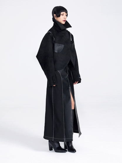 TINY IN women's black shoulder zipper cropped wool jacket- LOU