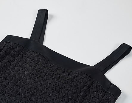 COMME MOI  women's black hollow sundress A-line skirt - RUBY.