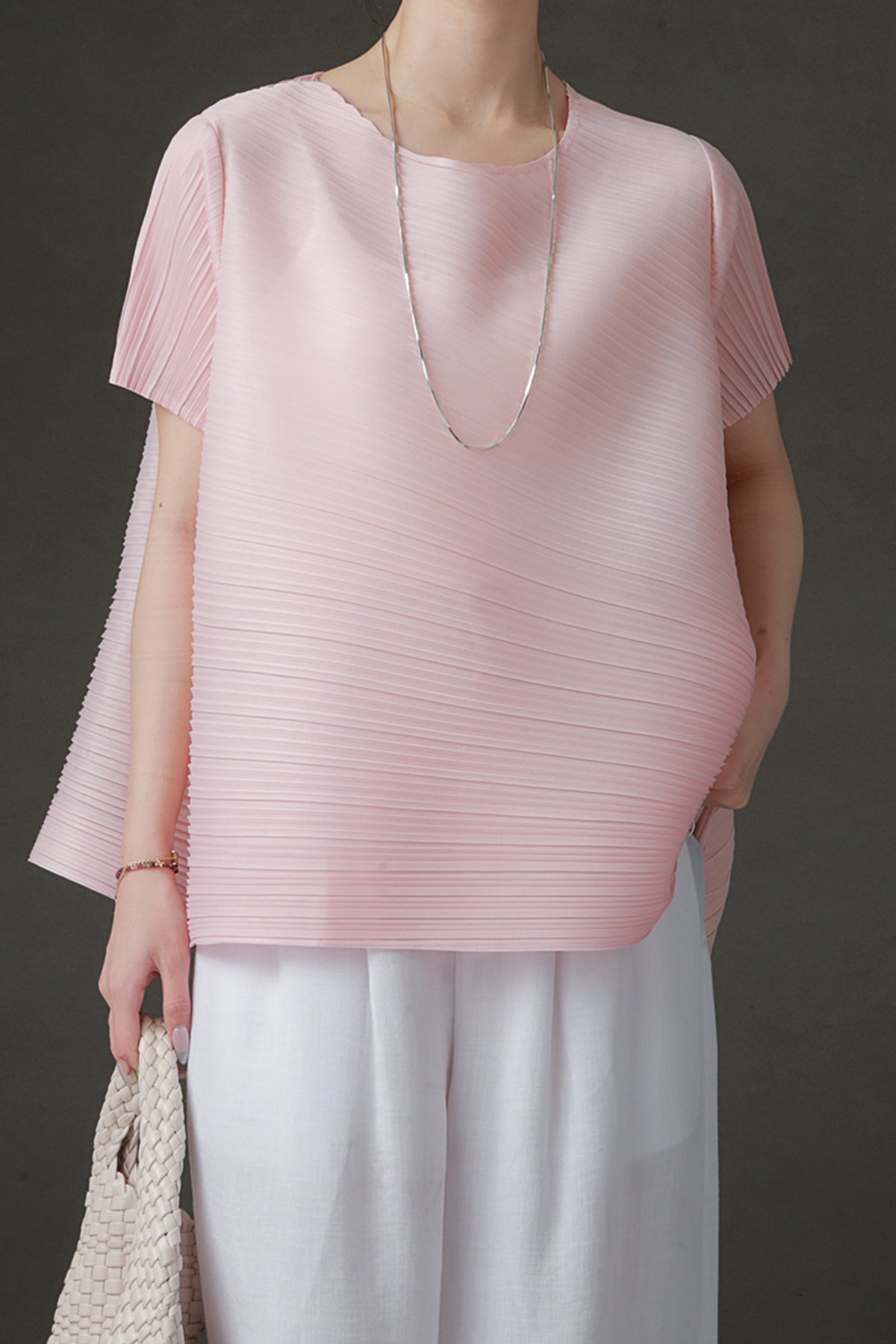 PIAOIN Miyake style simple premium pleated design T-shirt  -CECILLIA