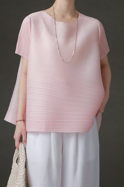 PIAOIN Miyake style simple premium pleated design T-shirt  -CECILLIA