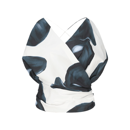 ATELIER MISS LU calla lily print backless stand-cut top - DESTINY