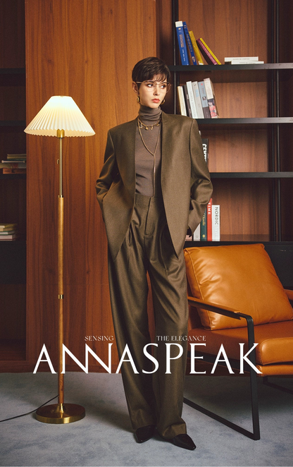 ANNASPEAK Worsted Wool Flannel Suit Vest Pants Set-OSAR.