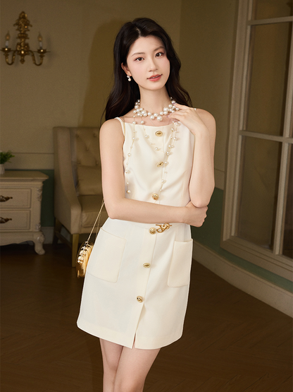 YES BY YESIR | Ye Qians Möbius-Inspired Snake Ring Slip Dress with Sculptural Vest -LILIANA.