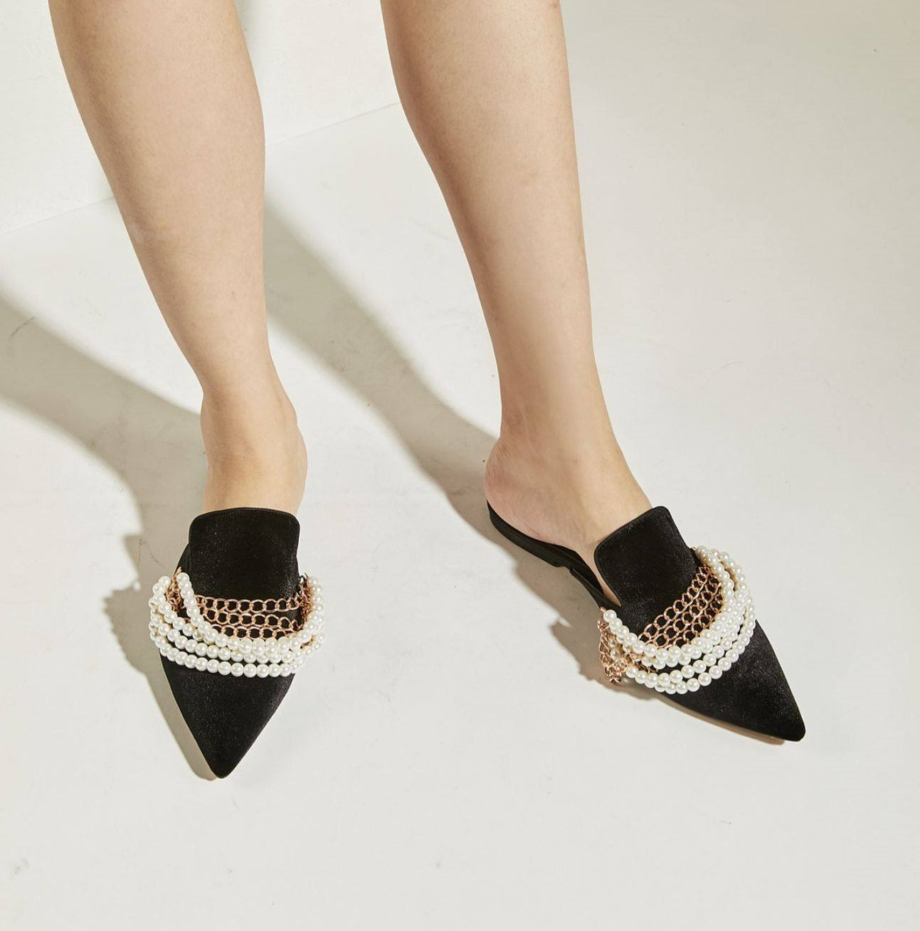 B-FEI pearl mules elegant single shoes-HUDS.