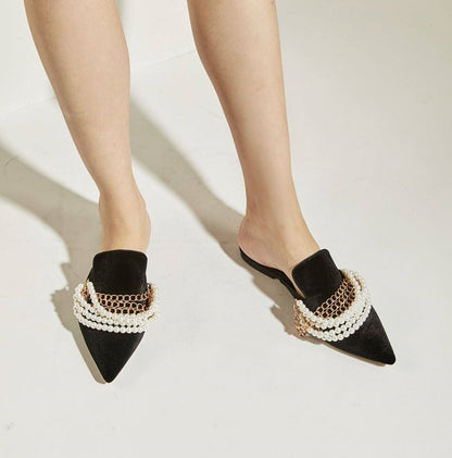 B-FEI pearl mules elegant single shoes-HUDS.