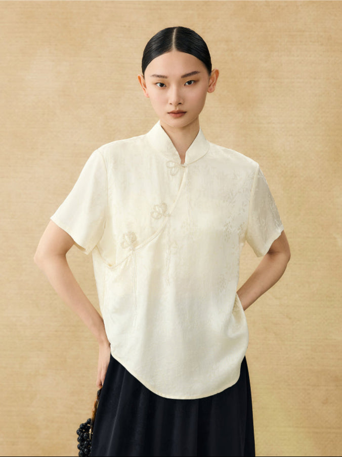 HECO Chinese Handmade Beaded Embroidery Buckle T-Shirt  - MATES .