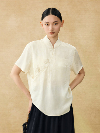 HECO Chinese Handmade Beaded Embroidery Buckle T-Shirt  - MATES .