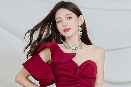 DOLLY Luxury Sliver European Style Flower Diamond Tassel Chic Earring-TALULLA