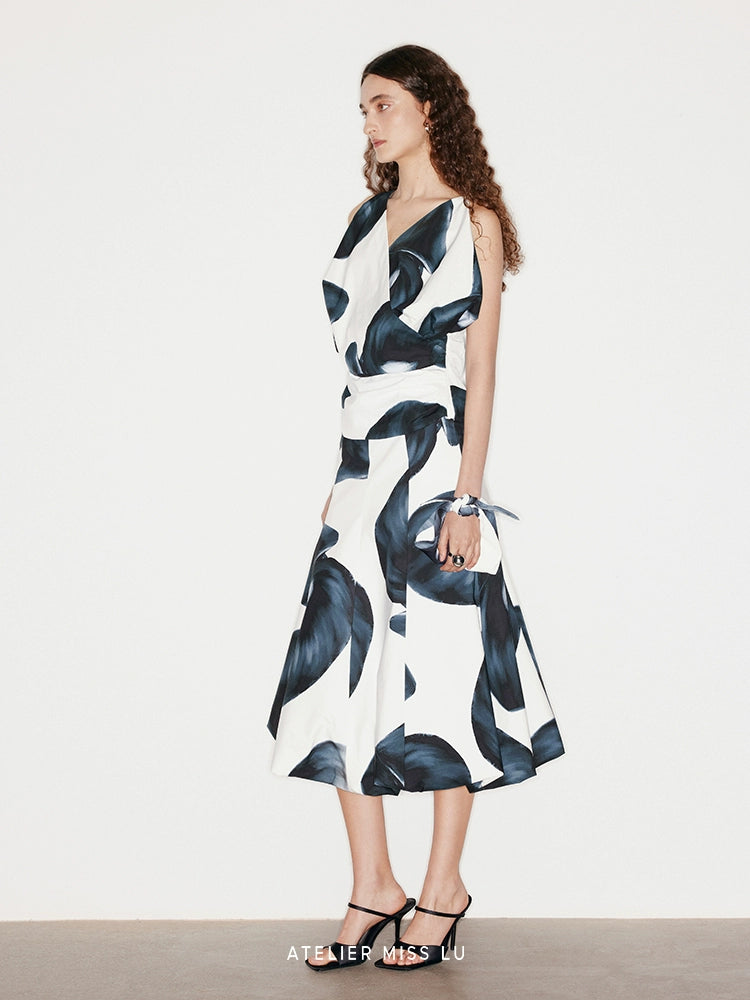 ATELIER MISS LU calla lily print backless stand-cut top - DESTINY