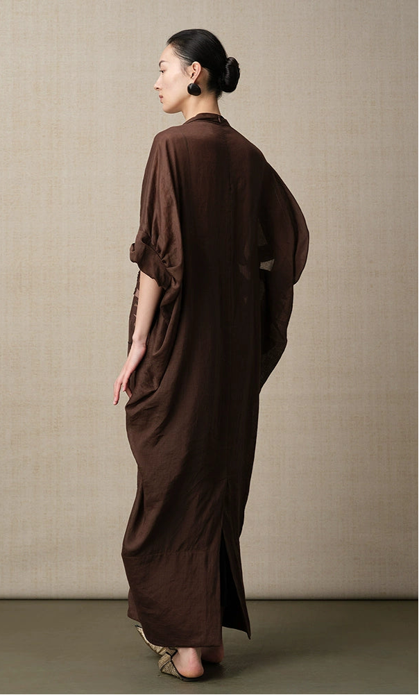 ZHUCHONGYUN summer sheer thin curled cuffs loose short-sleeved dress--SORA.