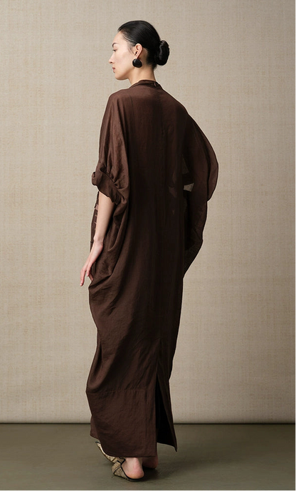 ZHUCHONGYUN summer sheer thin curled cuffs loose short-sleeved dress--SORA.