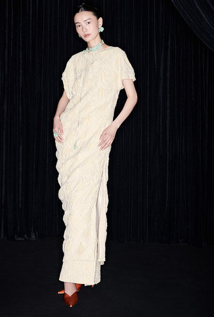 M essential Mackay designer Prima Jacquard irregularly cut short-sleeved dress - rebel.