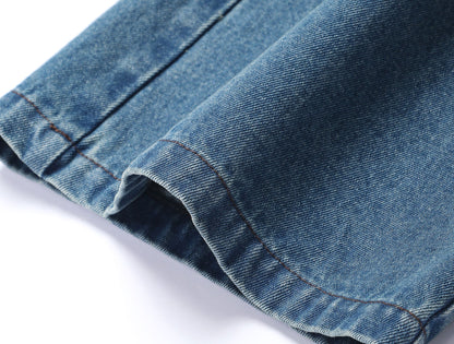WANGXO| Flexible Cotton Denim Ruffle Top & Straight-Leg Pants- NAYA.